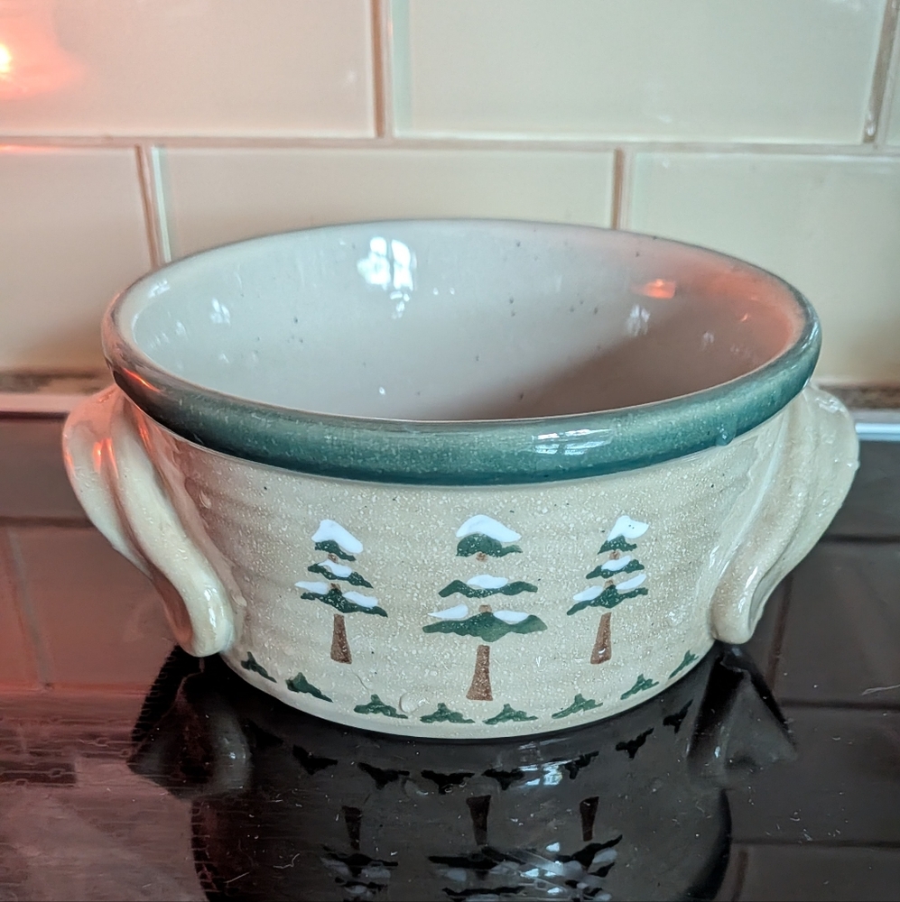 Sonoma Cream and Green Tree Motif Bowl